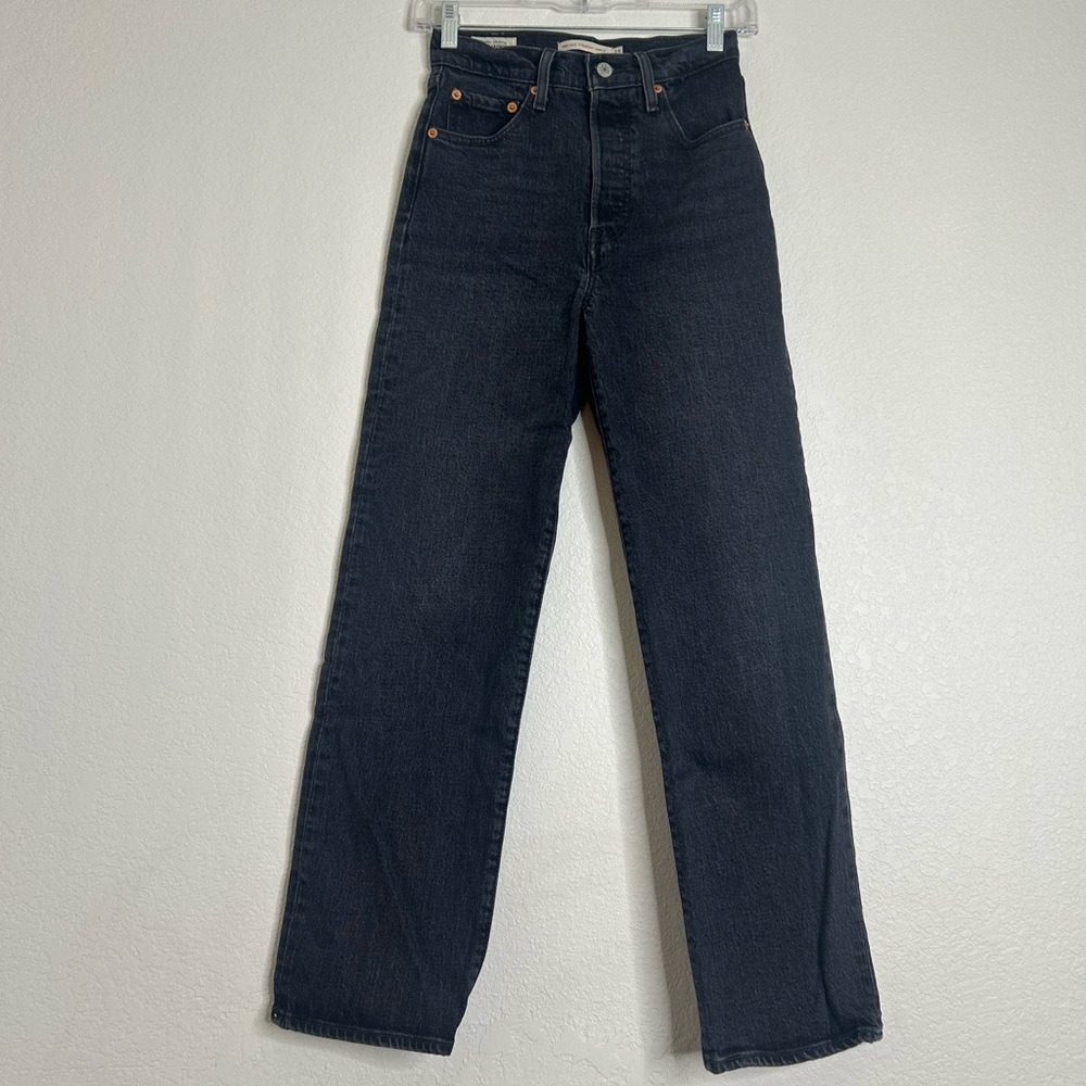 Levi's Black Ribcage Straight Ankle Leg Jeans Classic Style - Picture 7 of 13